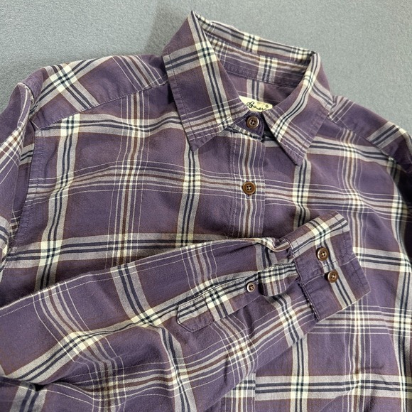 Eddie Bauer Tops - Eddie Bauer Flannel Shirt Womens XS Purple Plaid Long Sleeve Button-Up Vintage